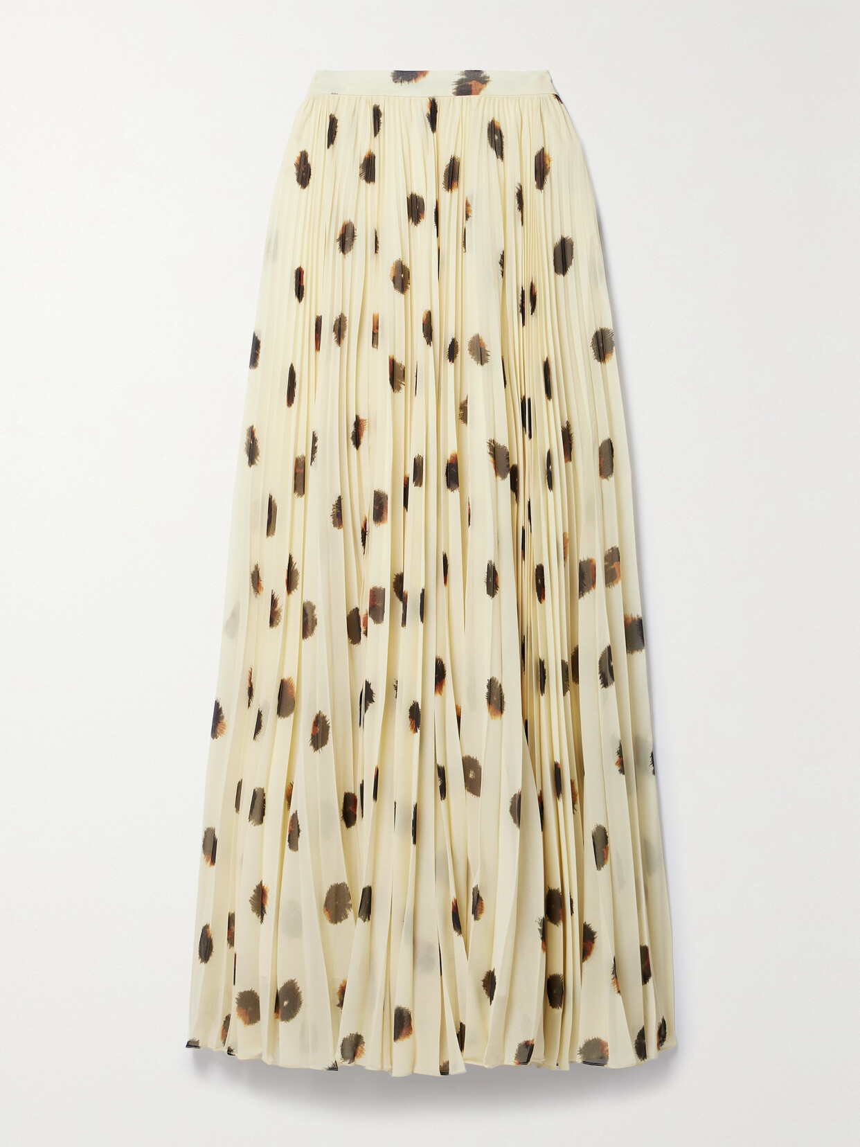 Shop Altuzarra Sif Pleated Polka-dot Crepe De Chine Maxi Skirt In Ivory