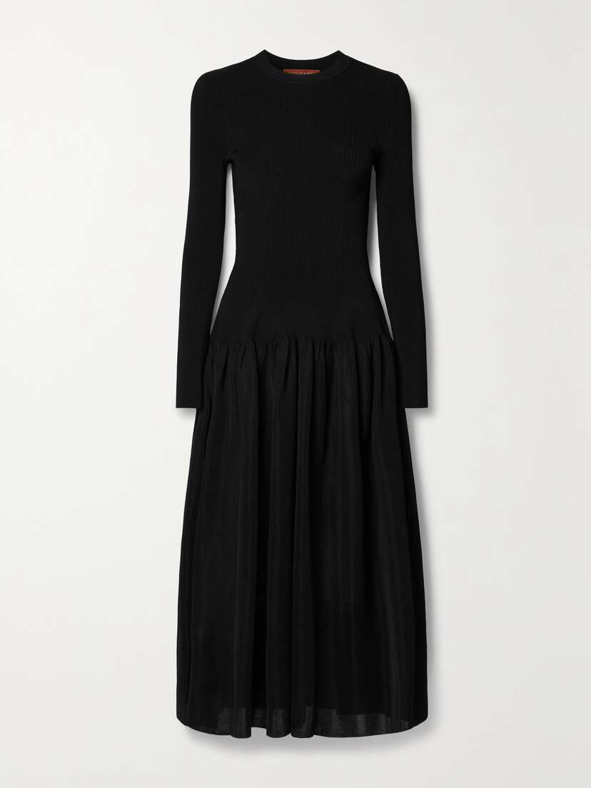 Altuzarra Denning Ribbed-knit And Voile Midi Dress - x large