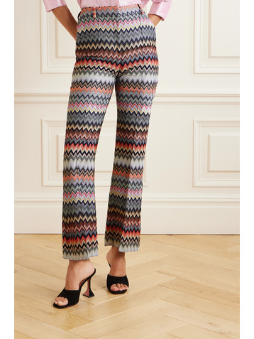 Missoni Striped cotton-blend crochet-knit flared pants
