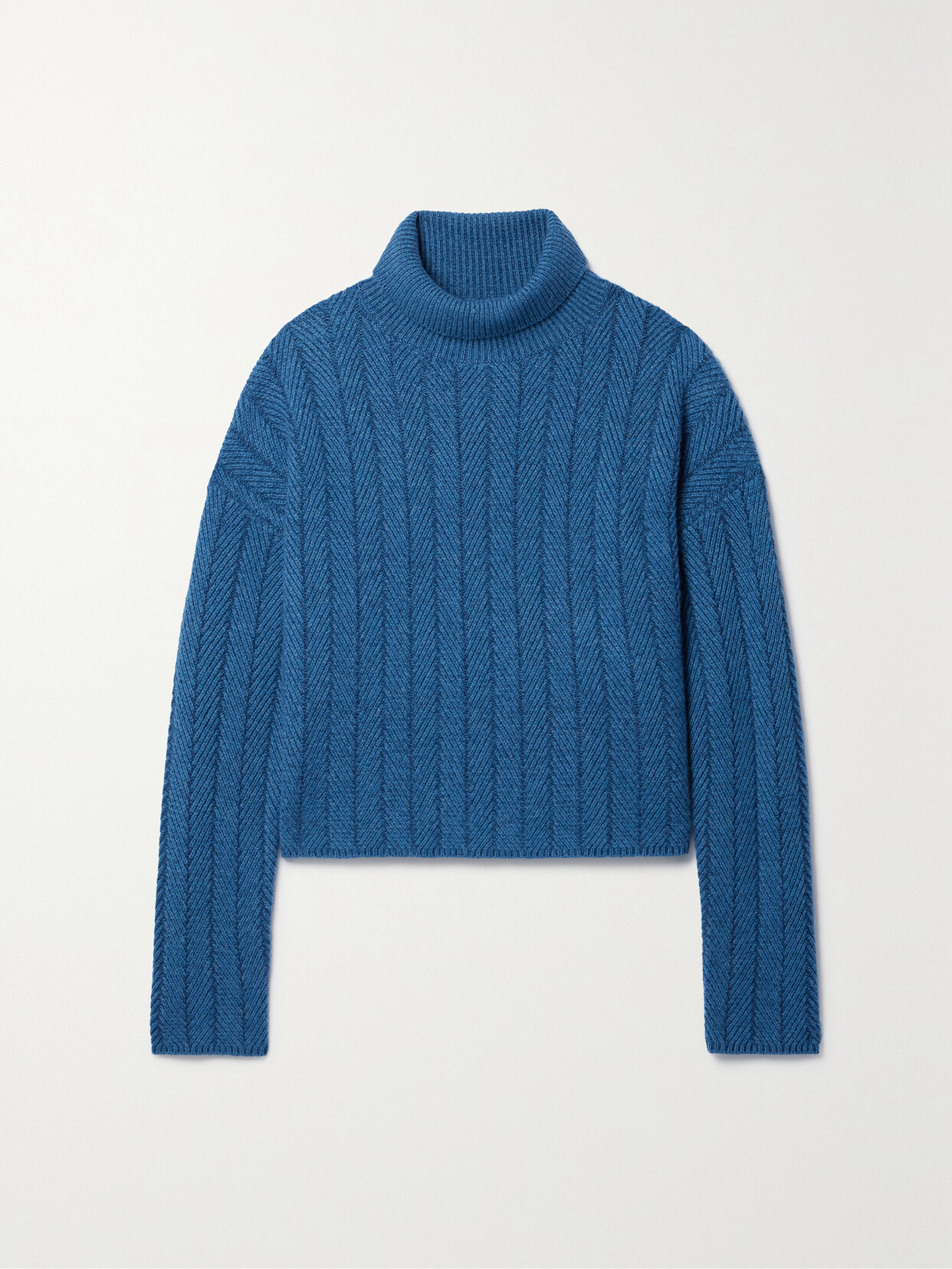 Altuzarra Terence Herringbone Cashmere Turtleneck Sweater - Blue