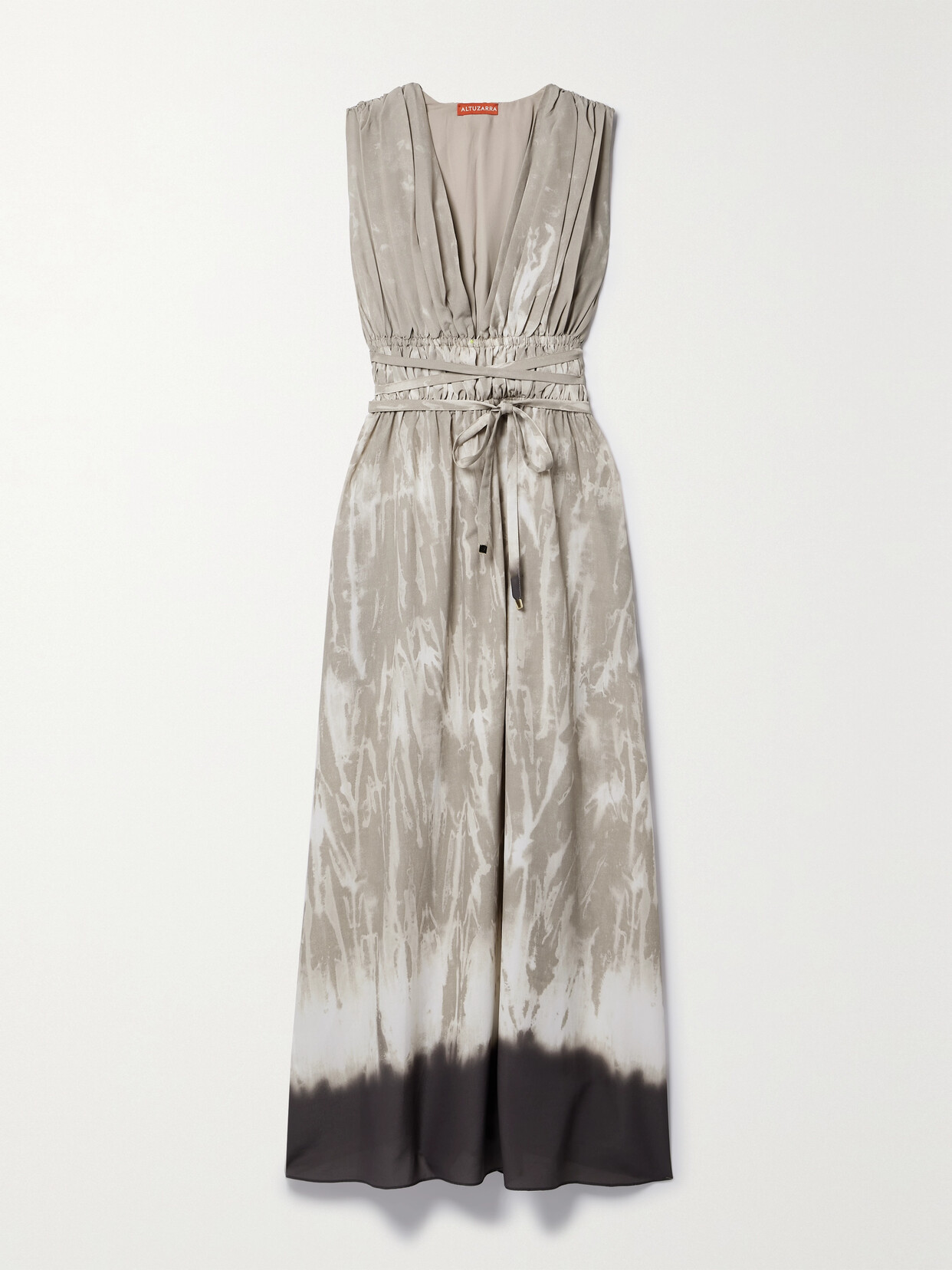 Altuzarra Fiona Gathered Printed Crepe De Chine Maxi Dress In Gray