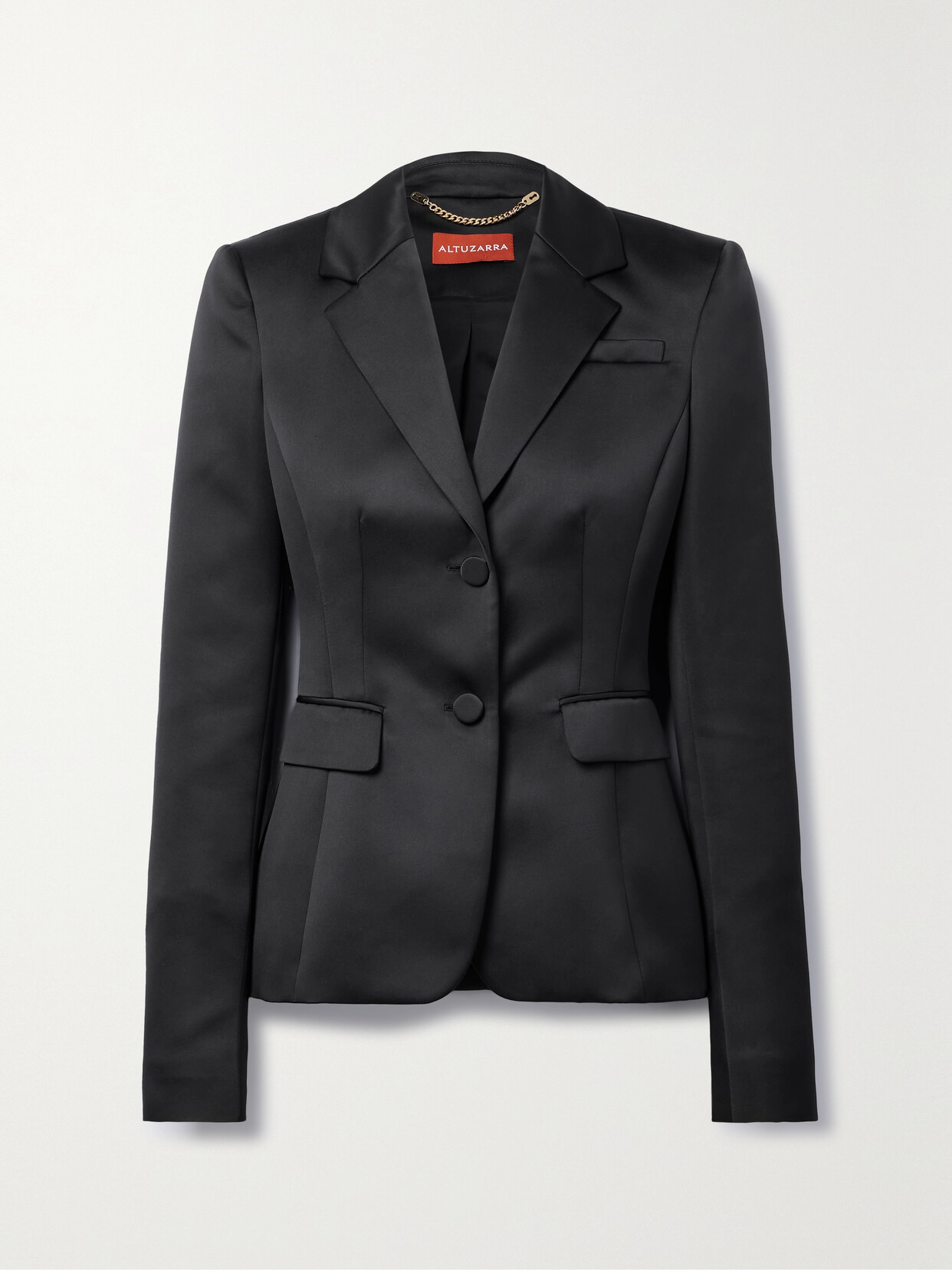 Shop Altuzarra Fenice Satin Blazer In Black