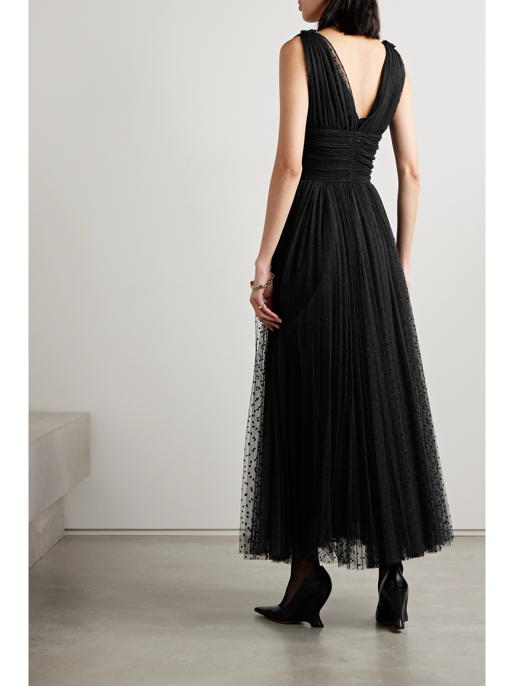 Altuzarra Lola ruched flocked tulle maxi dress thumbnail