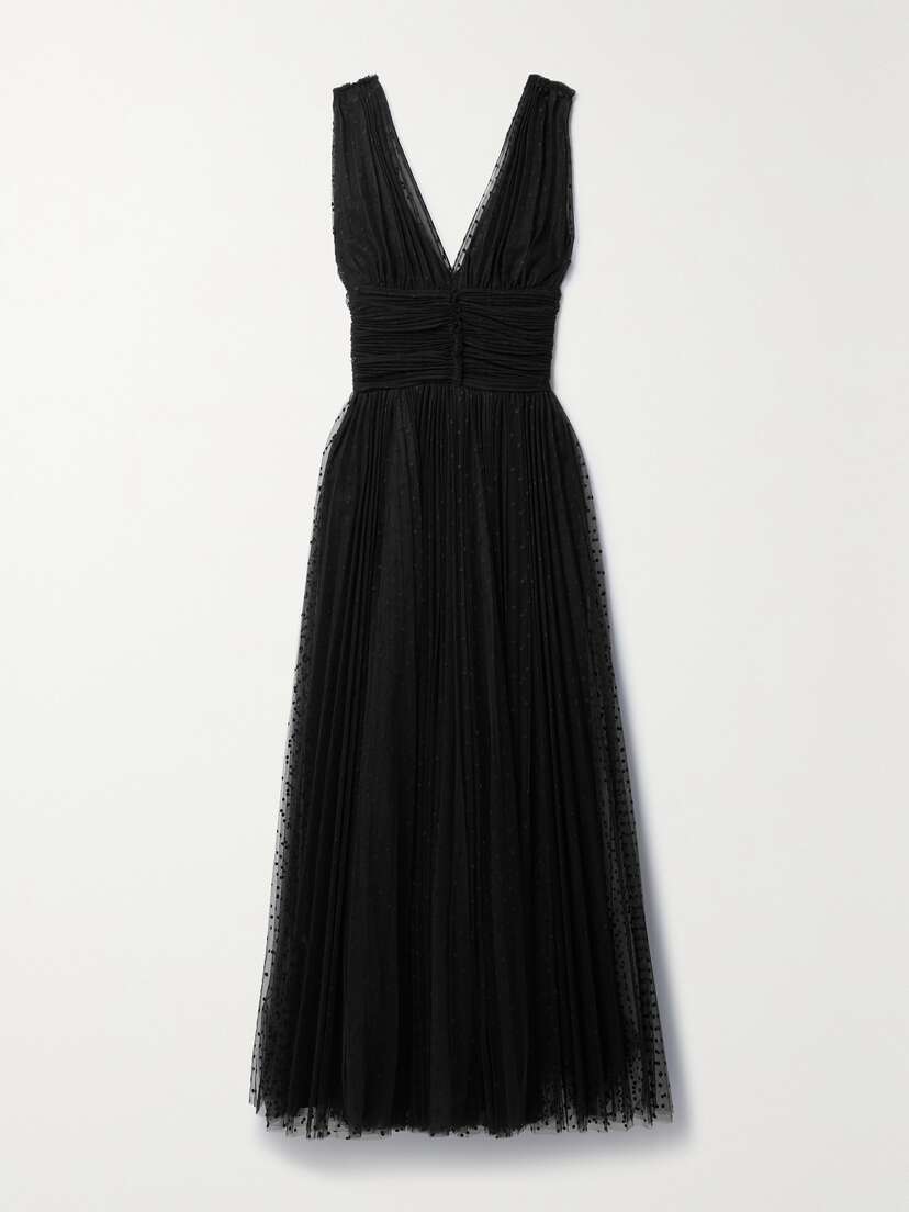 Altuzarra Lola Ruched Flocked Tulle Maxi Dress