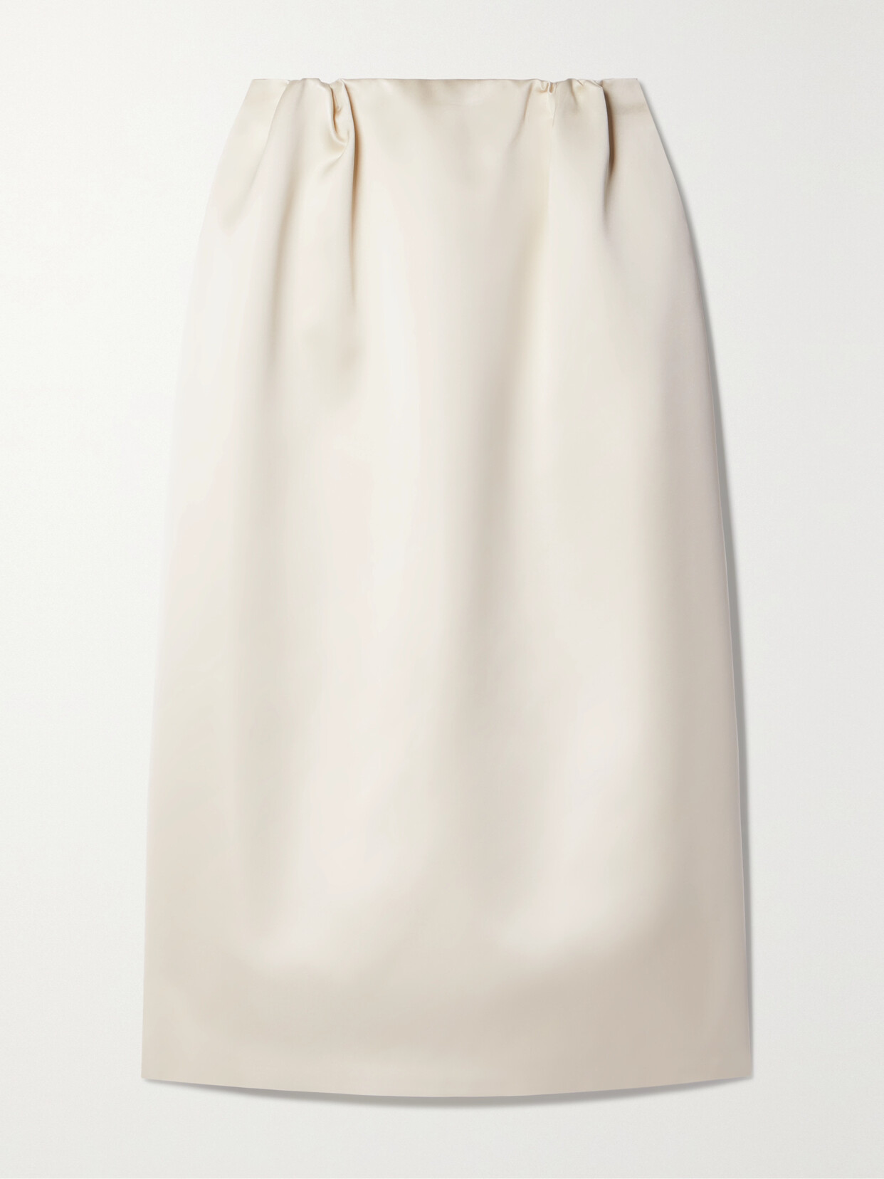 Shop Altuzarra Karina Gathered Satin Midi Skirt In Ivory