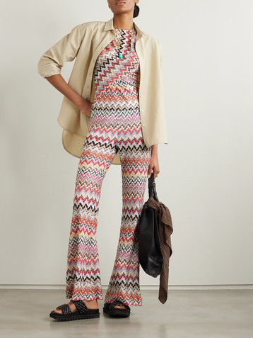 Missoni Metallic crochet-knit flared pants