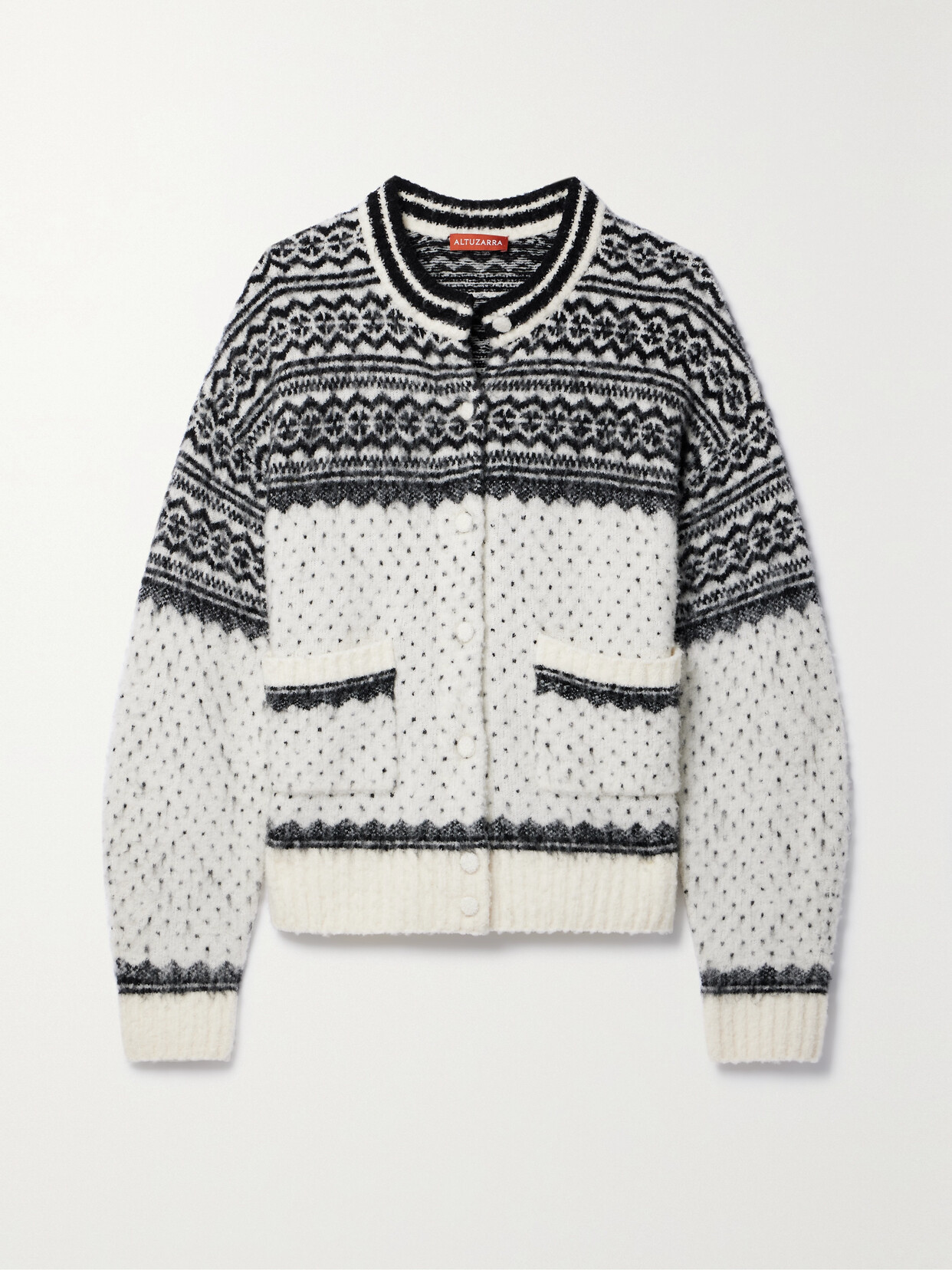 Altuzarra Forster Fair Isle Merino Wool-blend Cardigan - White