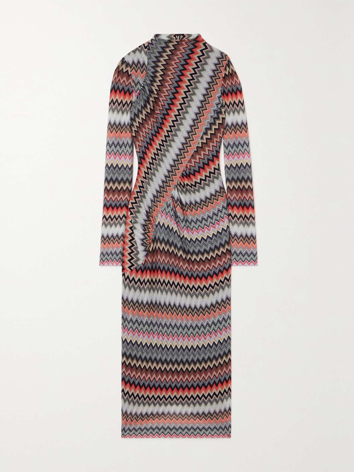 Missoni Asymmetric Striped Cotton-blend Crochet-knit Midi Dress In Multi