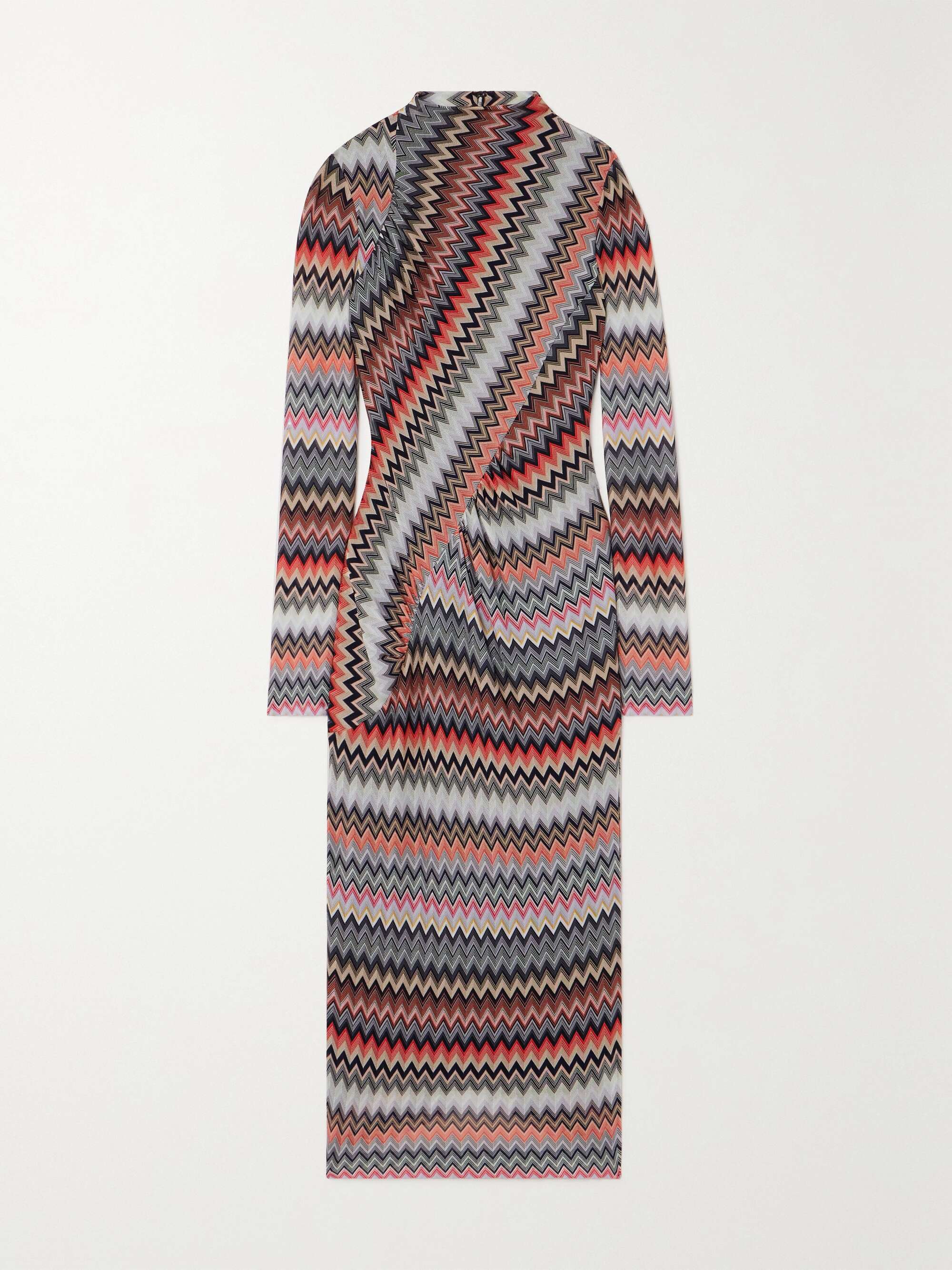 MISSONI Asymmetric striped cotton-blend crochet-knit midi dress |  NET-A-PORTER