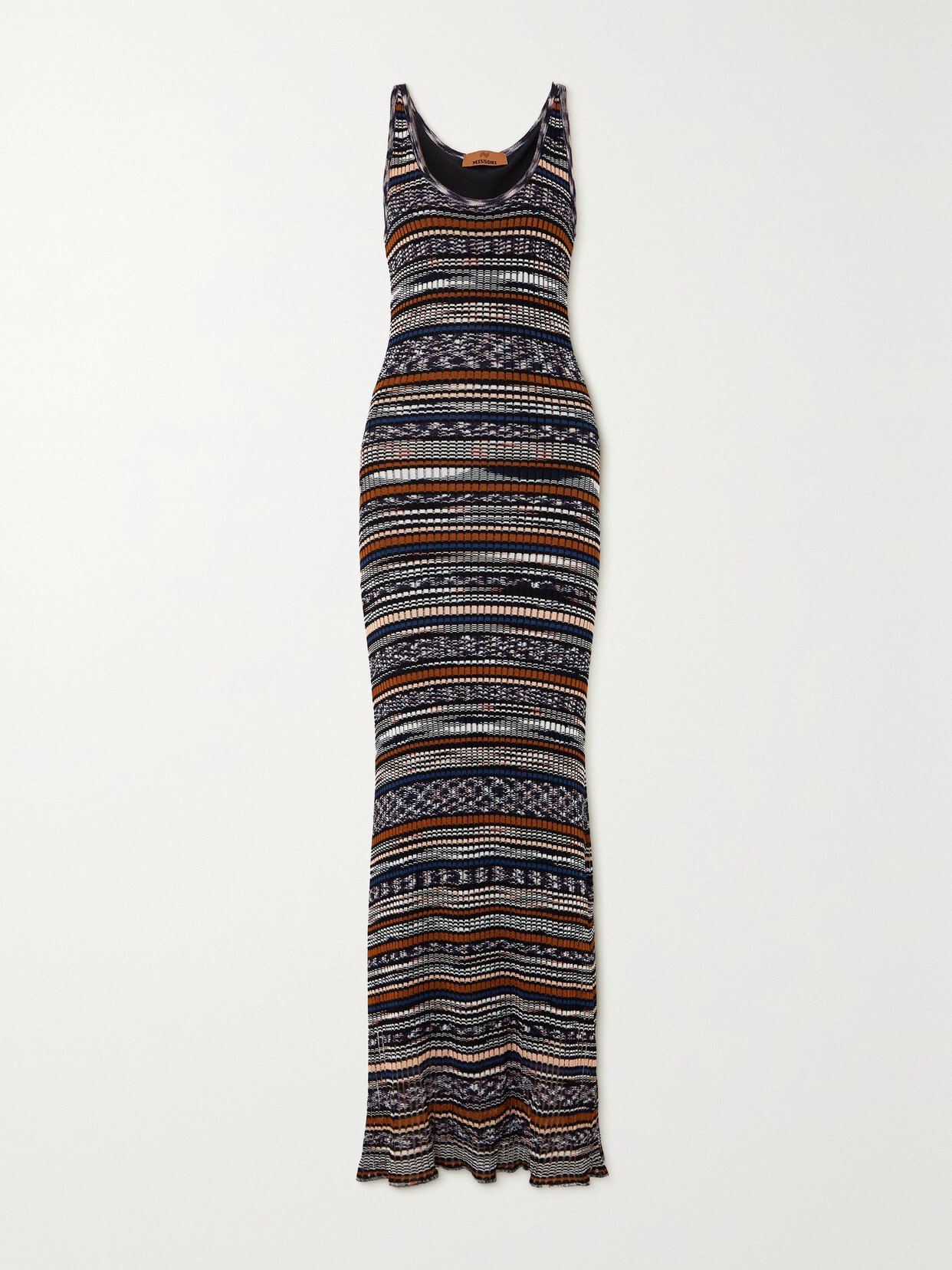 Missoni Striped Crochet-knit Maxi Dress In Black