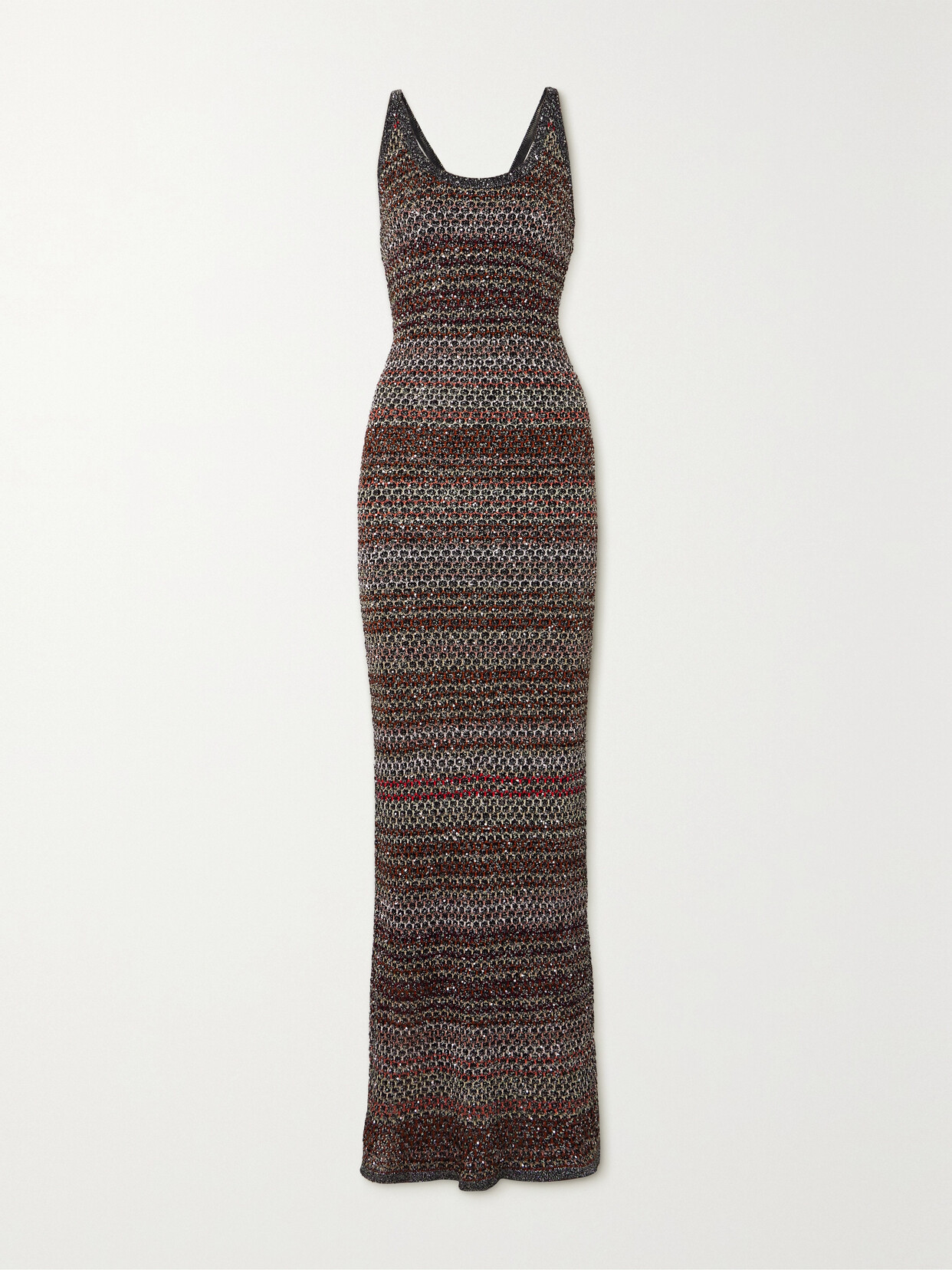 Missoni Sequin-embellished Striped Metallic Crochet-knit Maxi Dress In Multi