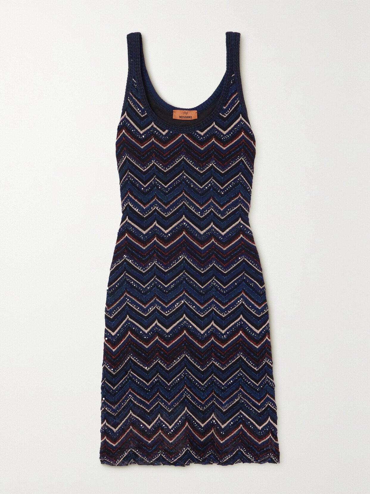 Missoni Sequin-embellished Crochet-knit Mini Dress In Blue