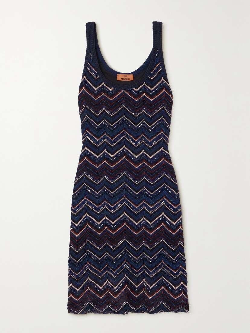 Missoni Sequin-embellished Crochet-knit Mini Dress