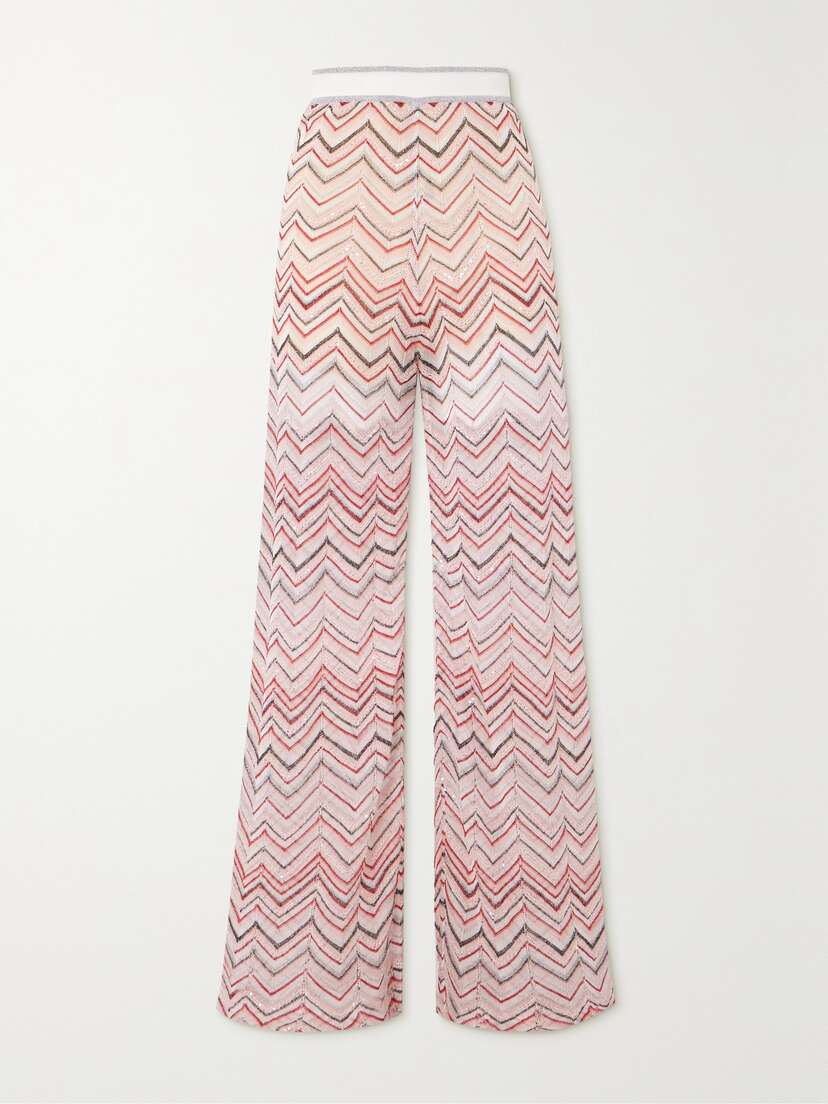 Missoni Sequin-embellished Metallic Crochet-knit Wide-leg Pants