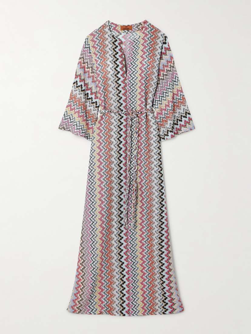 Missoni Mare Metallic Striped Crochet-knit Kaftan
