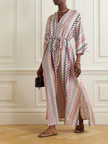 Missoni Mare metallic striped crochet-knit kaftan