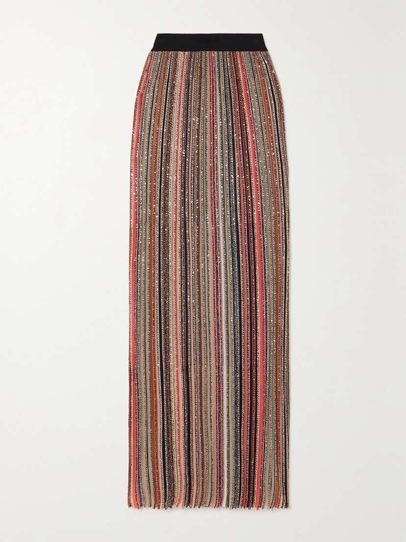 Missoni Sequin-embellished Striped Crochet-knit Maxi Skirt