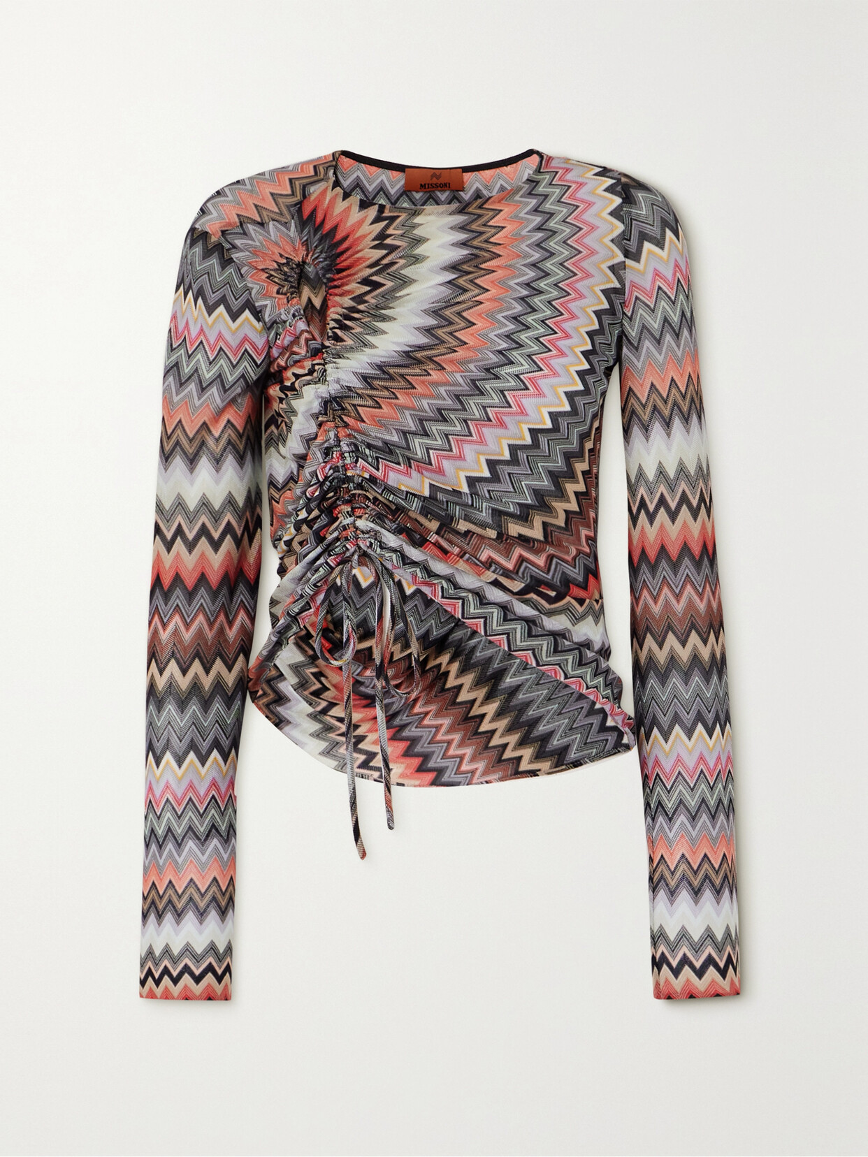 Missoni Gathered Cutout Crochet-knit Cotton-blend Top In Multi