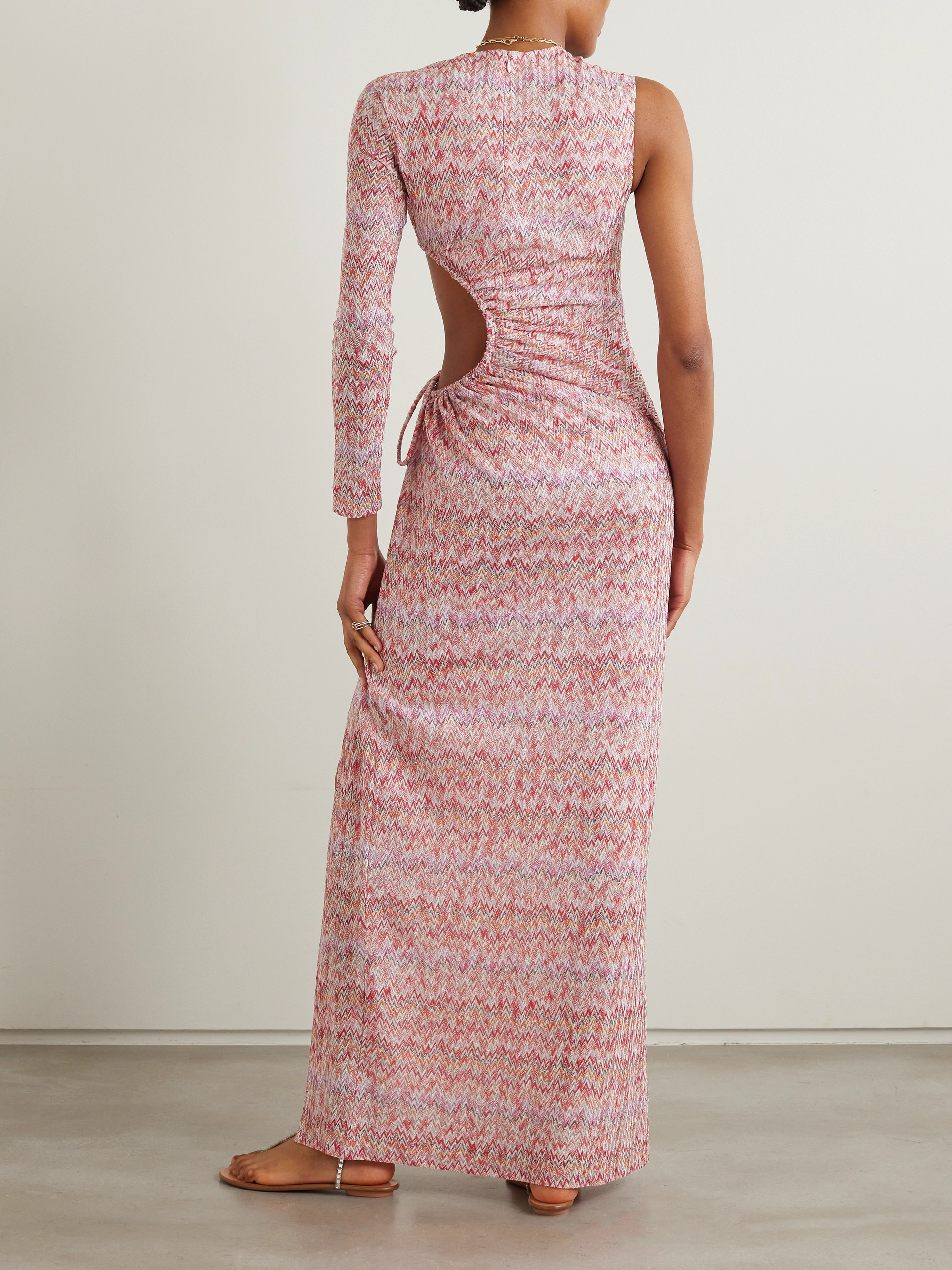 Missoni One-sleeve cutout metallic crochet-knit maxi dress thumbnail