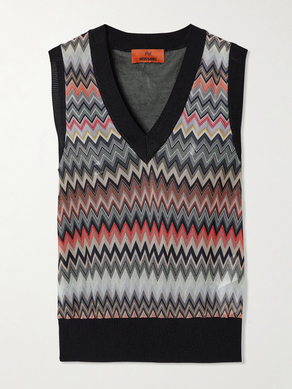 Missoni Crochet-knit And Cotton-blend Waistcoat In Black