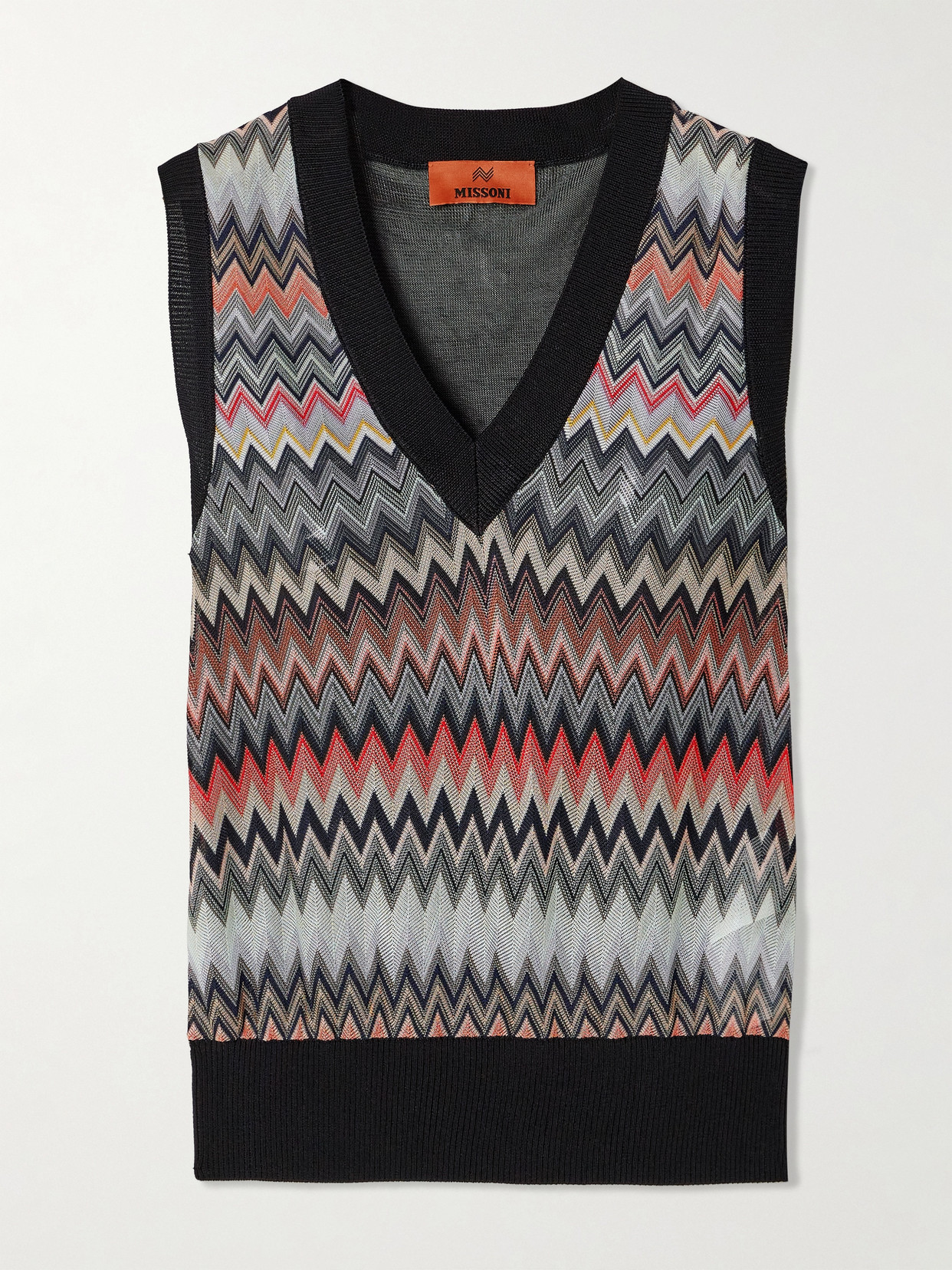 Missoni Crochet-knit And Cotton-blend Vest In Black