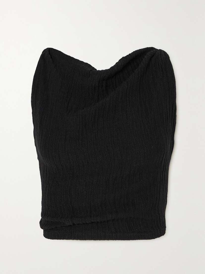 Faithfull + Net Sustain Dione Cropped Rope-trimmed Linen-blend Top