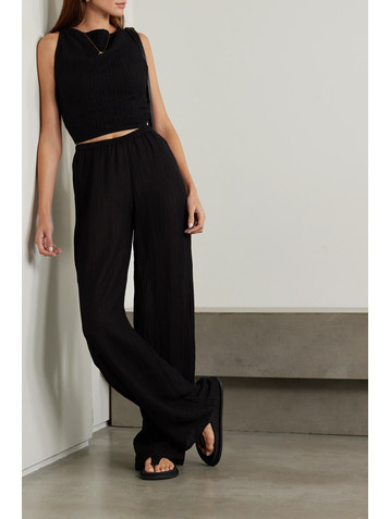 Faithfull + NET SUSTAIN Dione cropped rope-trimmed linen-blend top