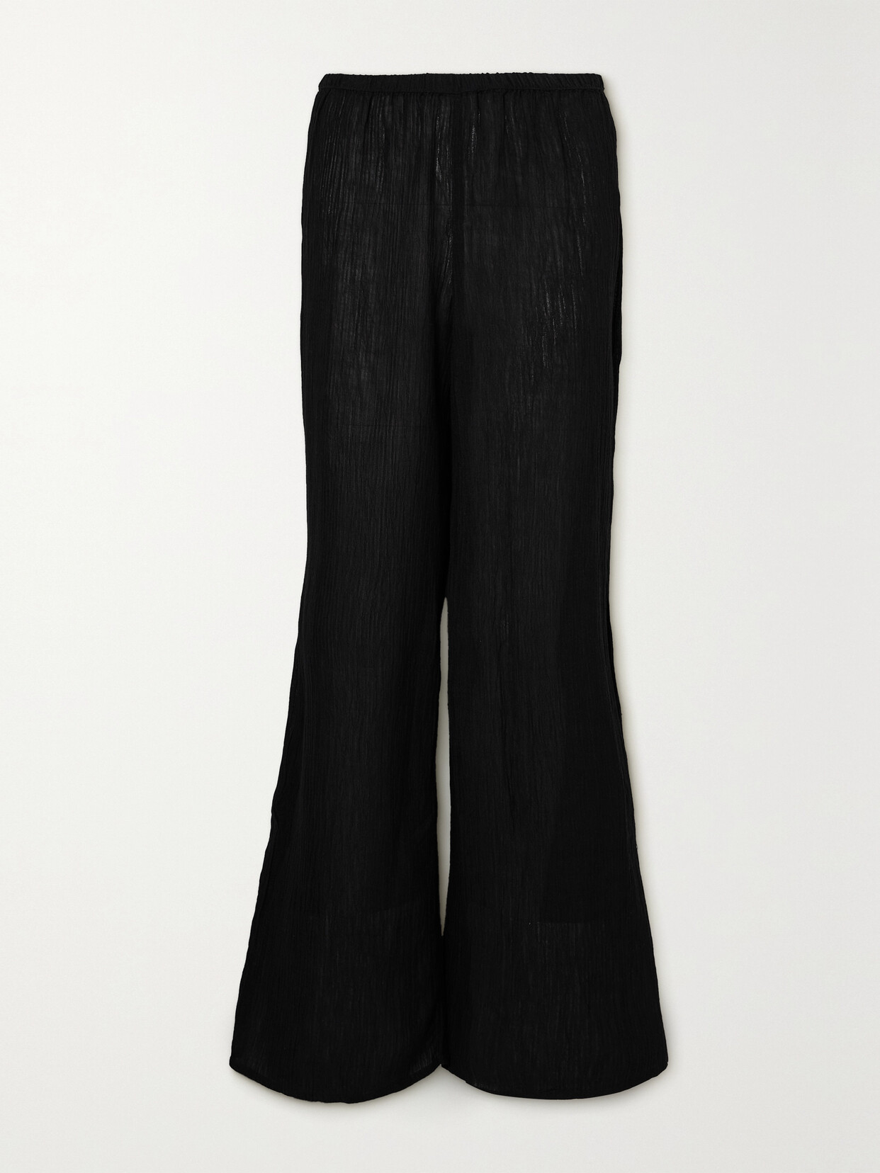 Faithfull The Brand + Net Sustain Melia Crinkled Linen-blend Gauze Straight-leg Pants In Black