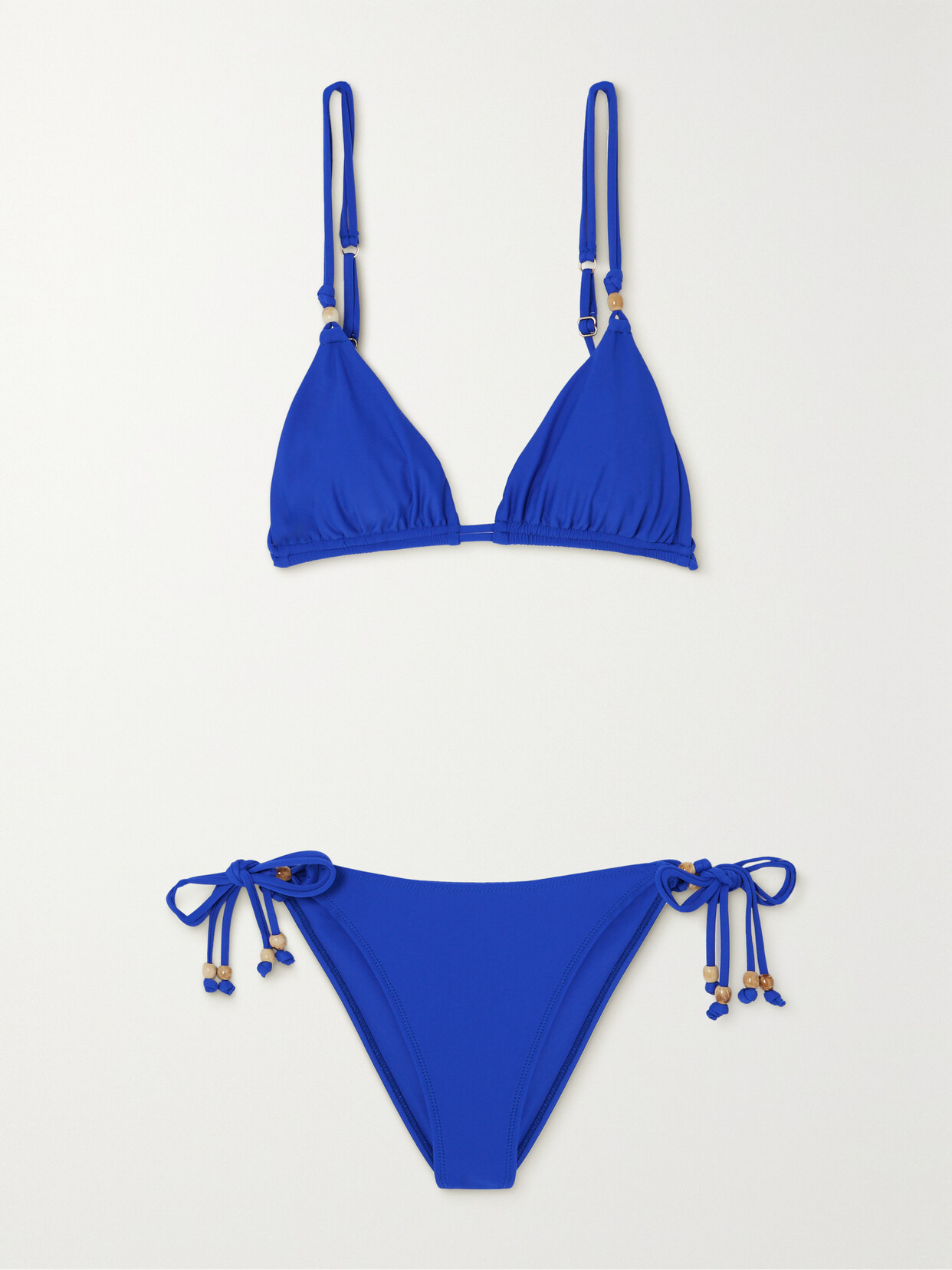 Faithfull The Brand El Bajio And Dua Stretch-econyl Triangle Bikini In Blue