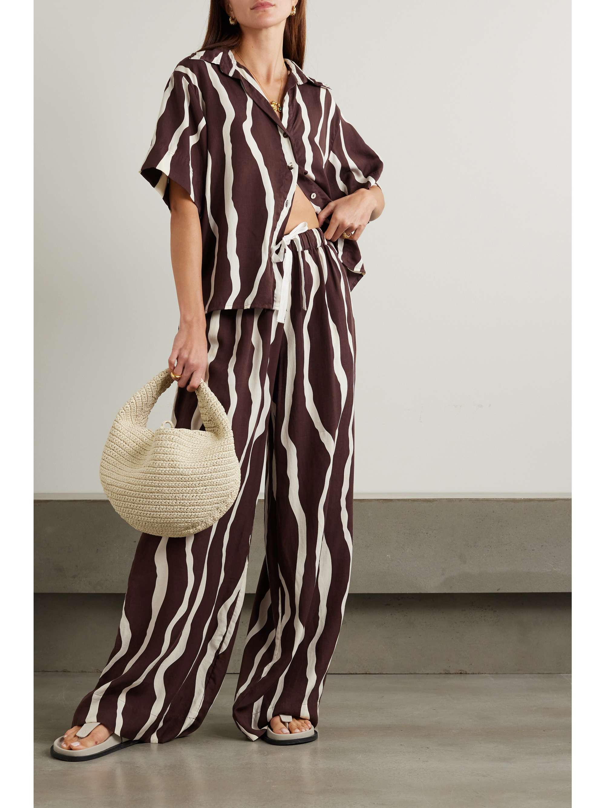 FAITHFULL THE BRAND + NET SUSTAIN Simena zebra-print LENZING Lyocell satin  straight-leg pants | NET-A-PORTER