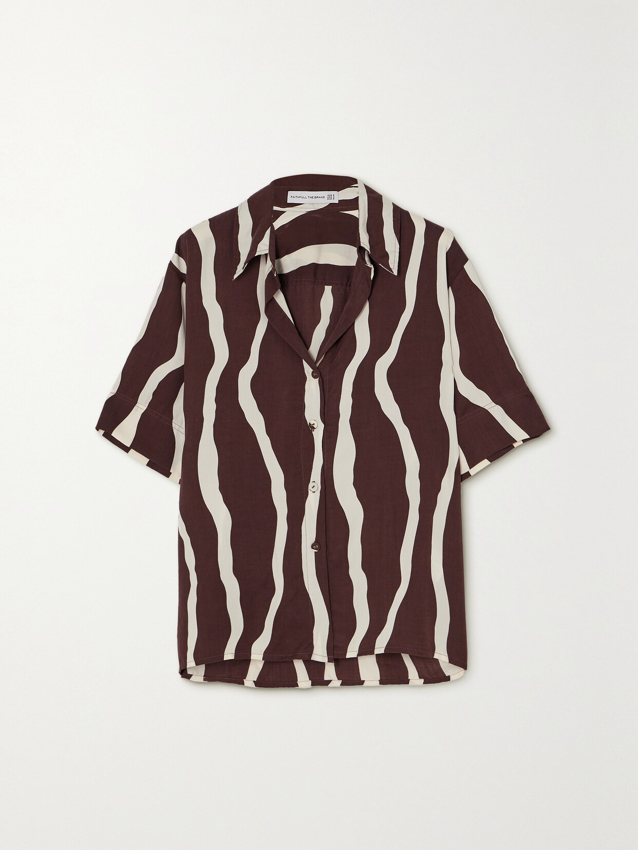 Faithfull The Brand + Net Sustain Inca Printed Lenzing™ Lyocell Satin Shirt In Brown