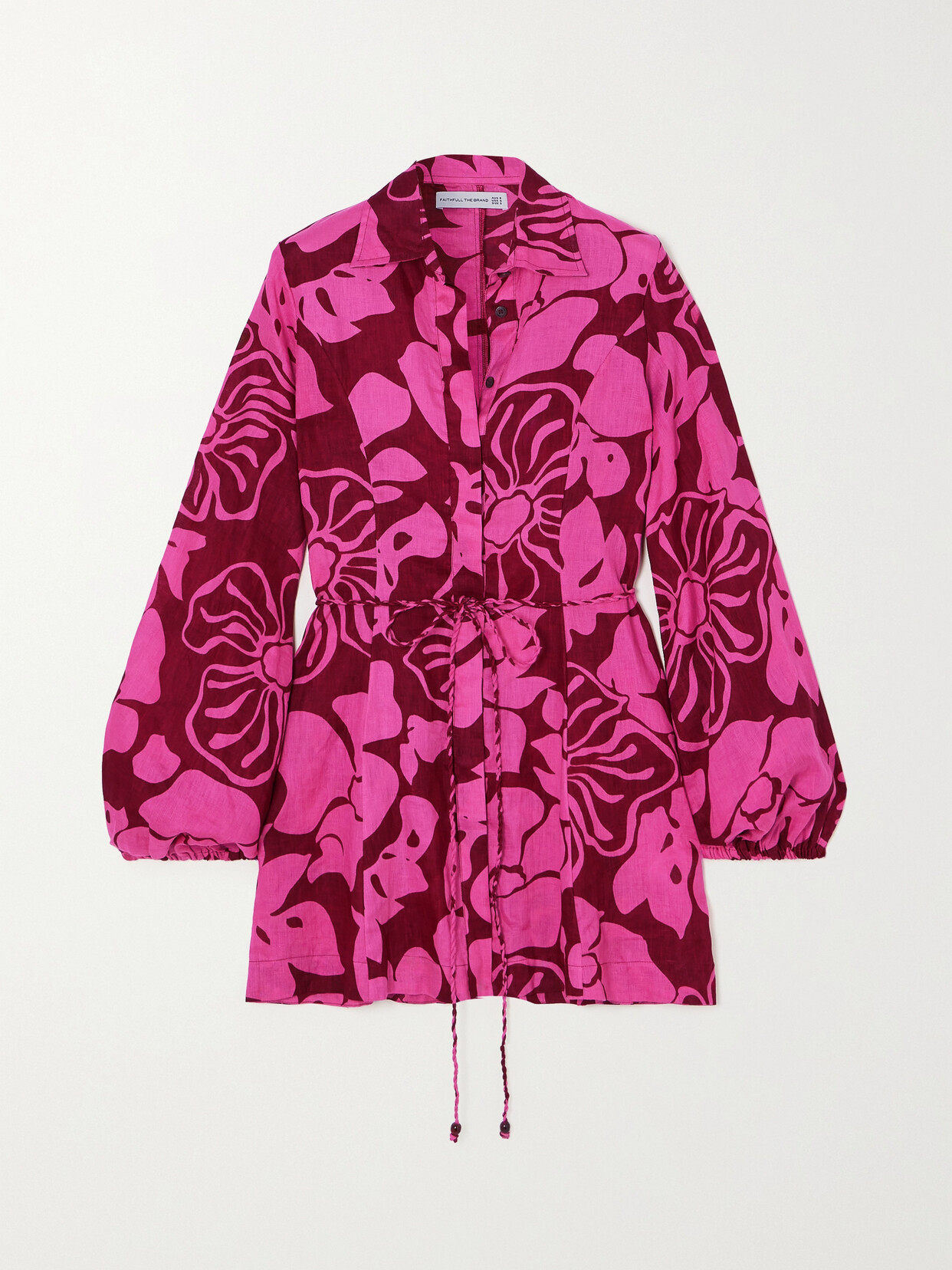 Faithfull The Brand - + Net Sustain Rae Floral-print Linen Mini Shirt Dress - Pink