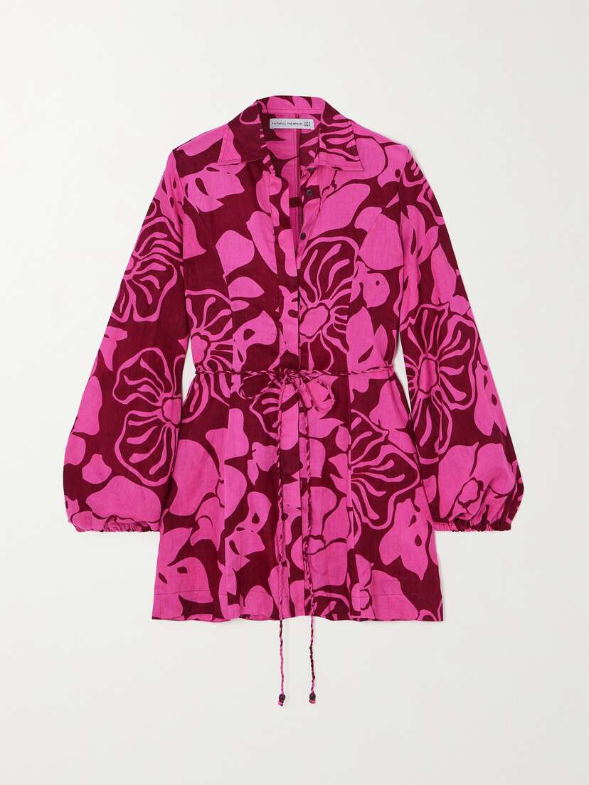 Faithfull + Net Sustain Rae Floral-print Linen Mini Shirt Dress