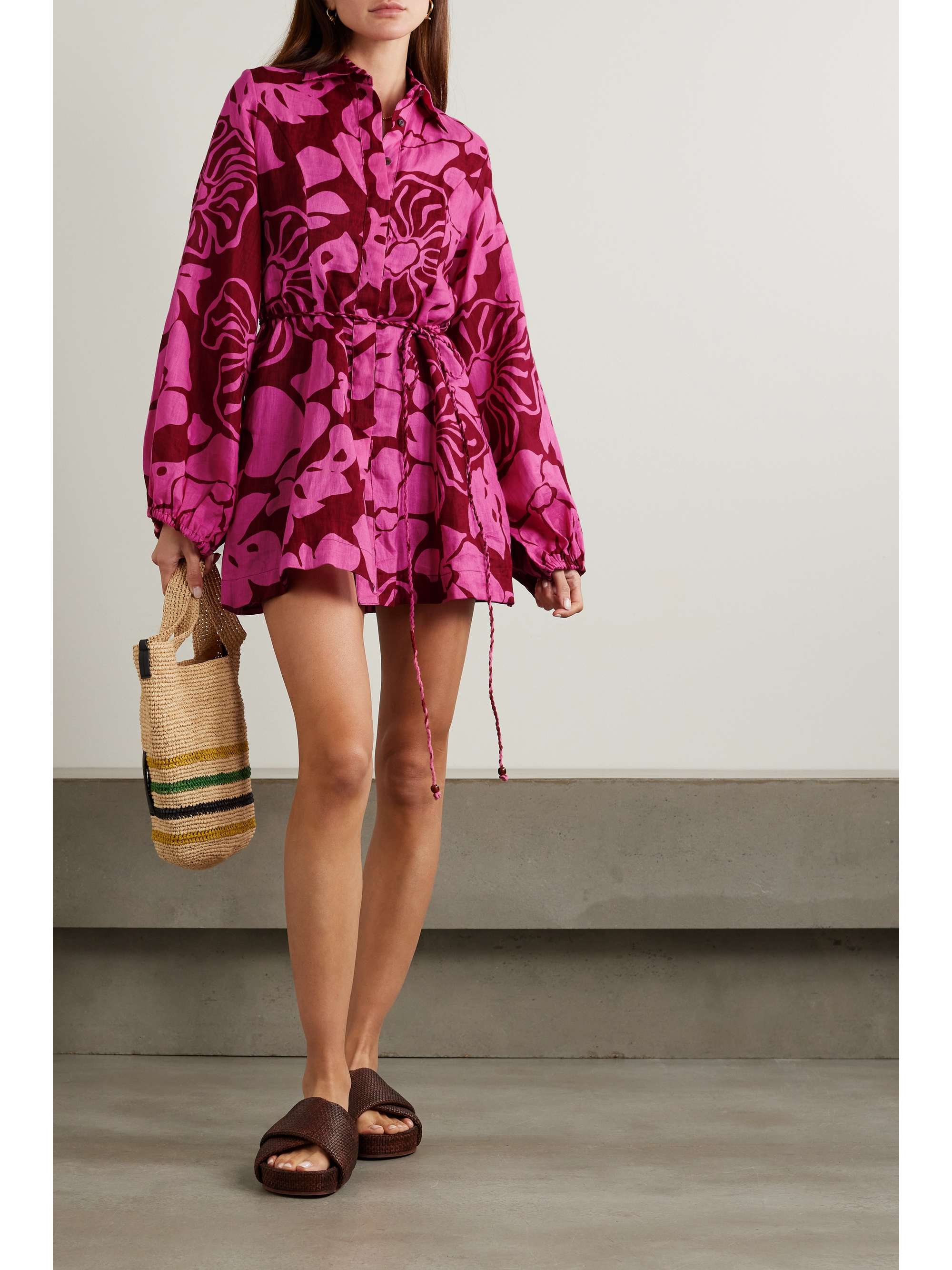 FAITHFULL THE BRAND + NET SUSTAIN Rae floral-print linen mini shirt dress