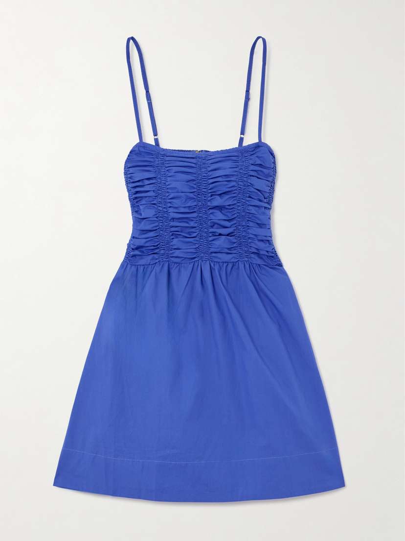 Faithfull + Net Sustain Ria Smocked Organic Cotton-poplin Mini Dress