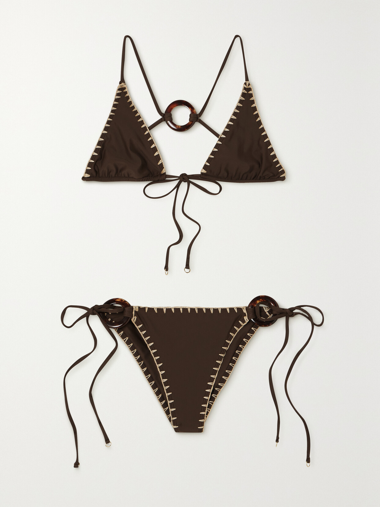 Faithfull The Brand + Net Sustain Alani And Delia Stretch-econyl Triangle Bikini In Brown