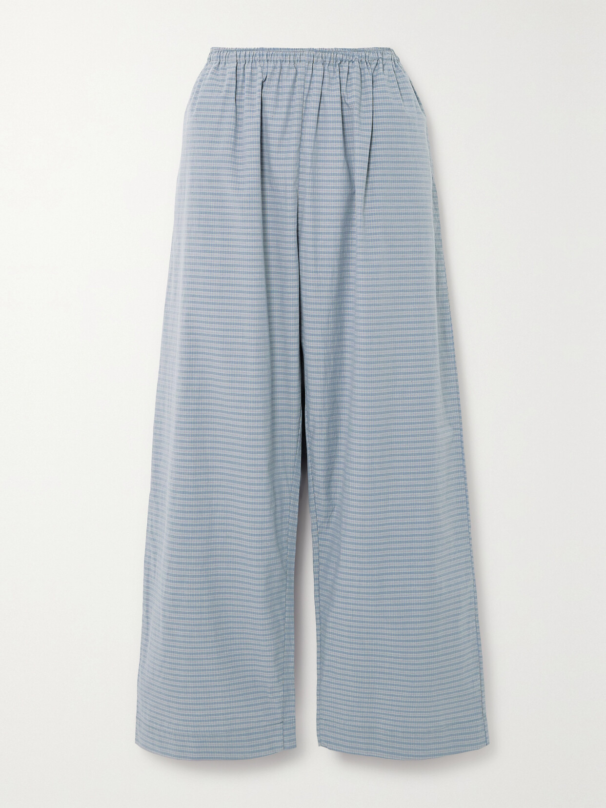 Deiji Studios Ease Checked Organic Cotton Pants In Blue