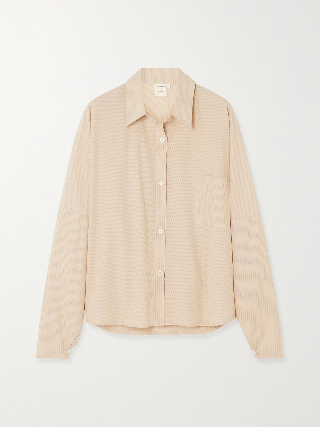 Shop Deiji Studios Pinstriped Organic Cotton-poplin Shirt In Neutrals