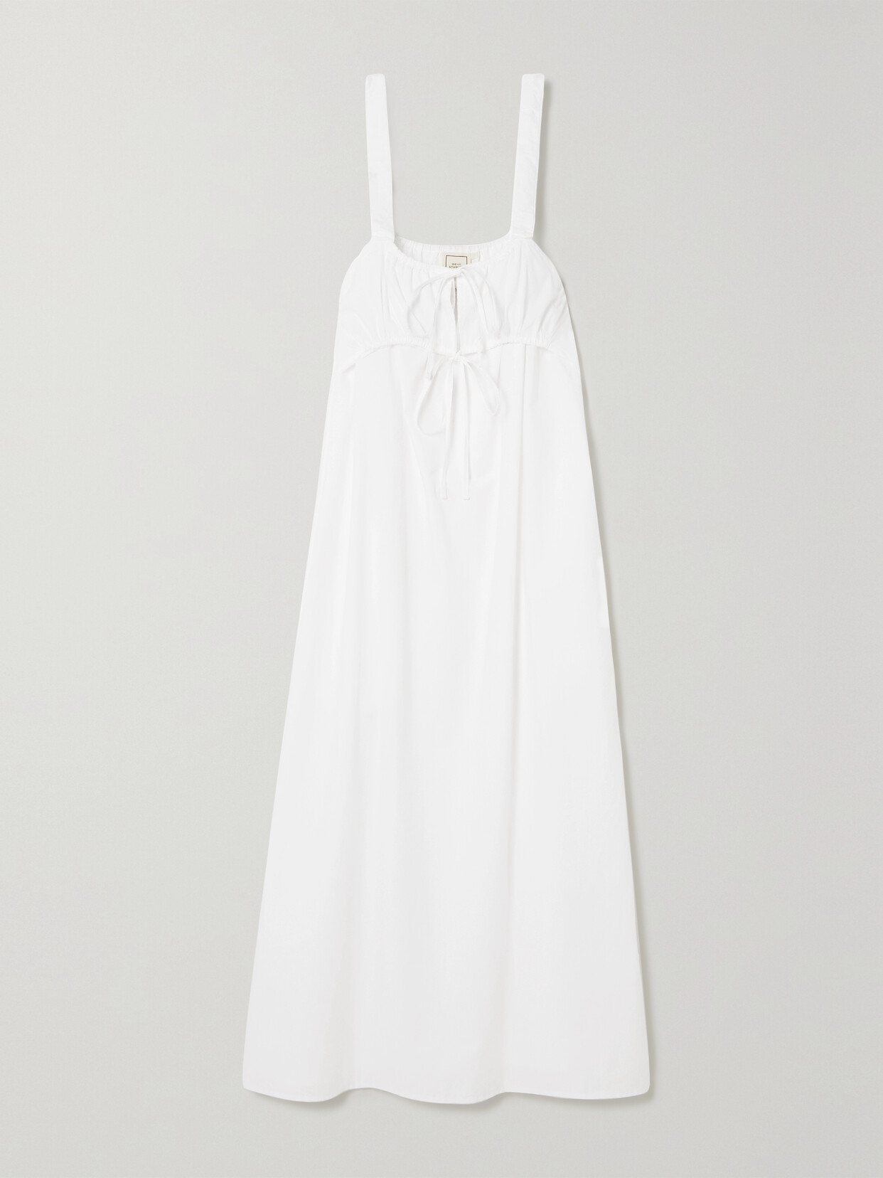 Deiji Studios Tie-detailed Organic Cotton-poplin Midi Dress In White