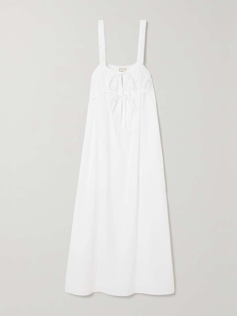 Deiji Studios Tie-detailed Organic Cotton-poplin Midi Dress