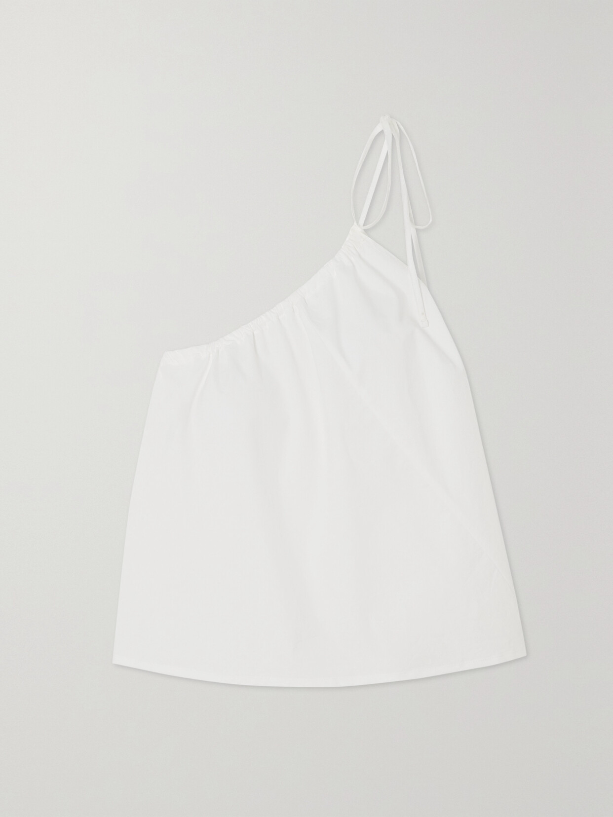 Deiji Studios One-shoulder Organic Cotton-poplin Top In White