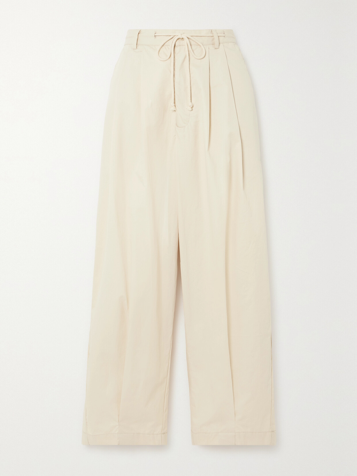 Deiji Studios - Pleated Organic Cotton-twill Wide-leg Pants - Off-white