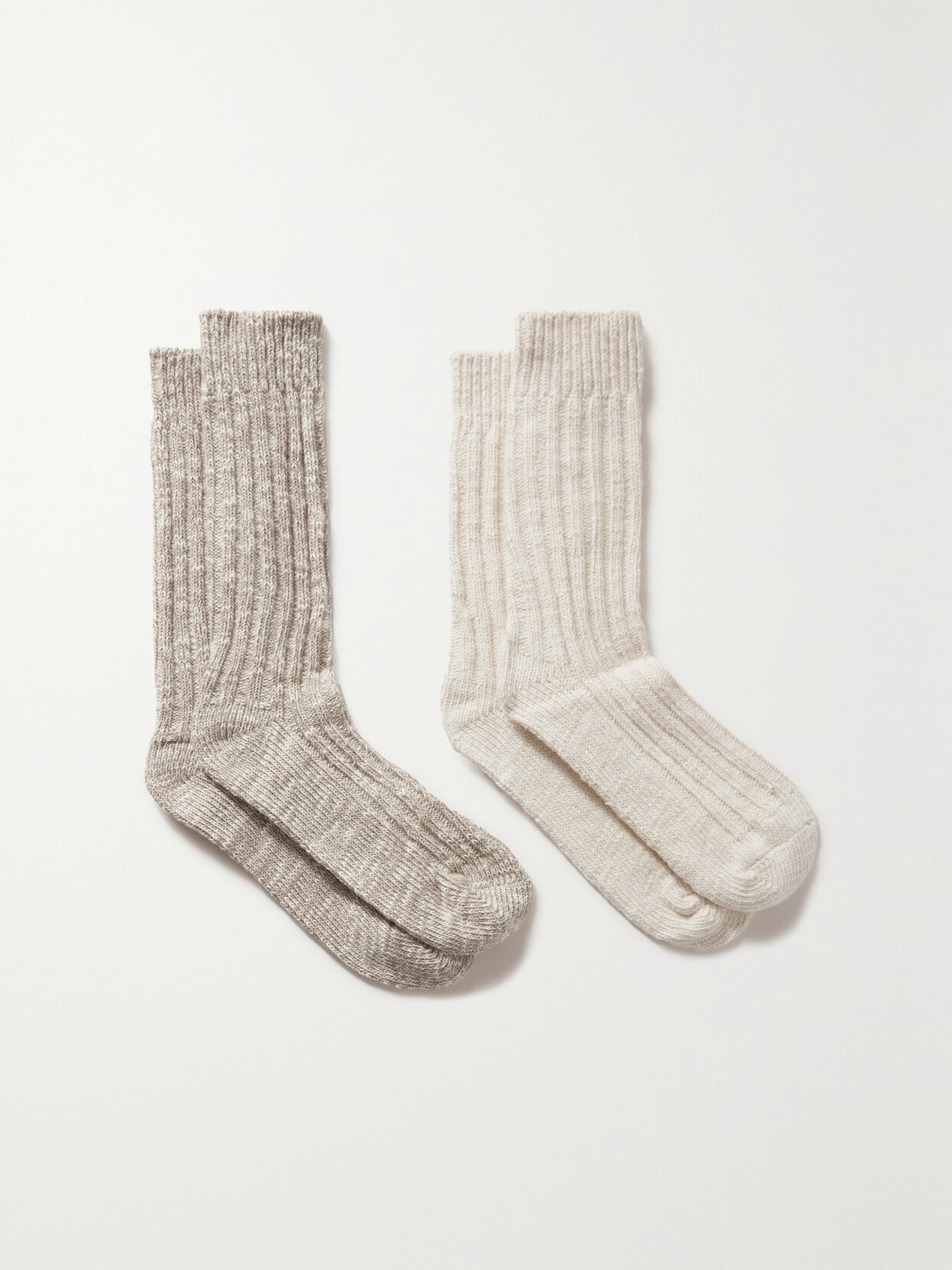 Deiji Studios - The Woven Set Of Two Stretch-organic Cotton Socks - Cream