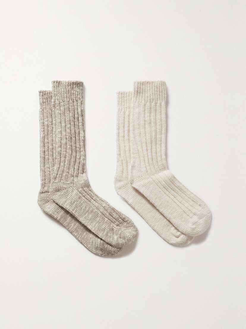 Deiji Studios The Woven Set Of Two Stretch-organic Cotton Socks