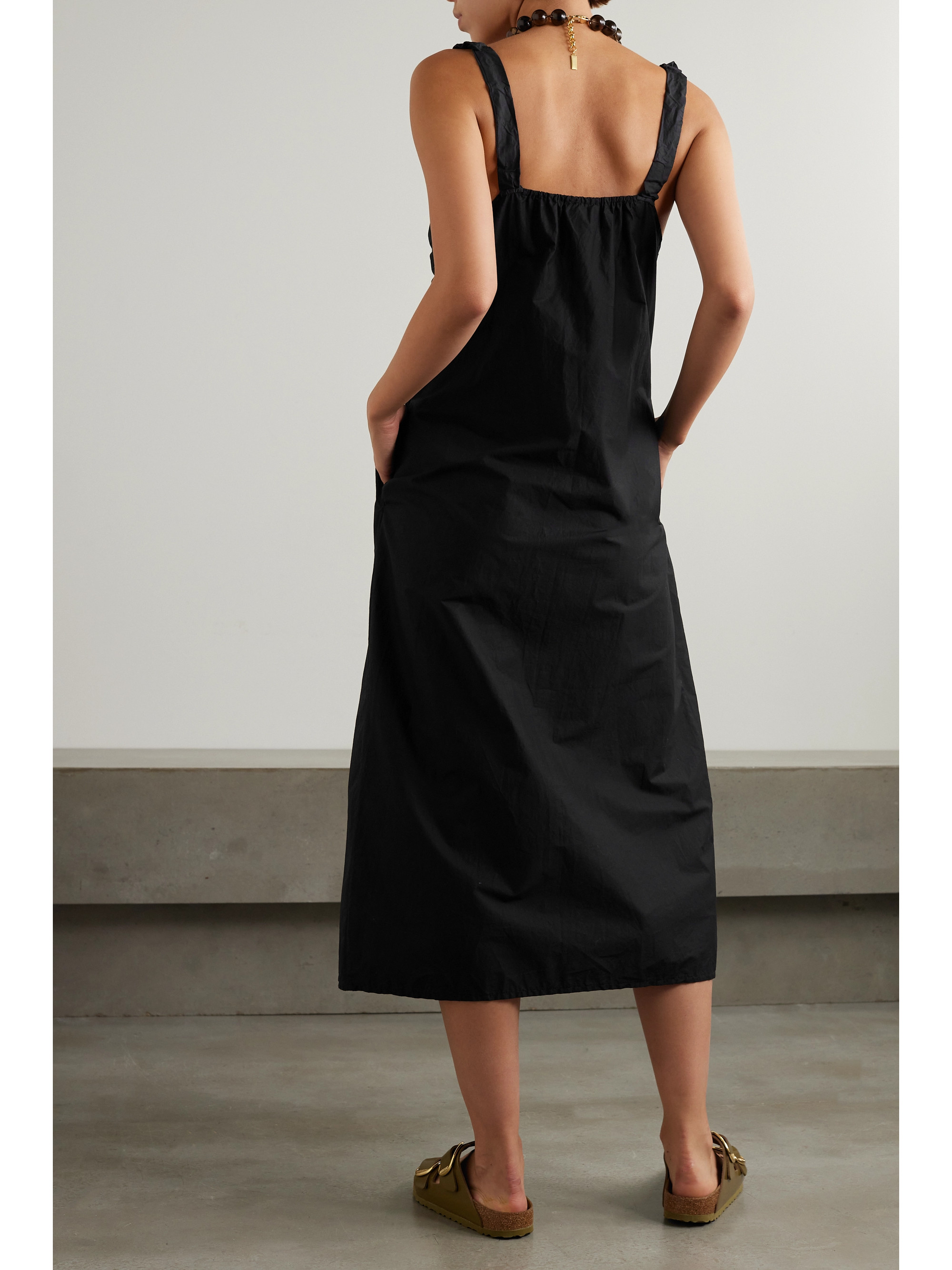 Deiji Studios Tie-detailed organic cotton-poplin midi dress