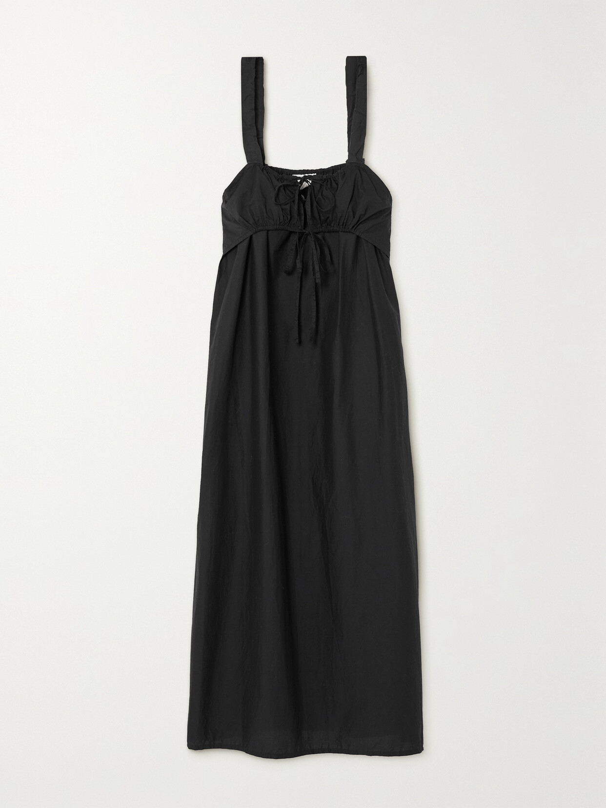 Deiji Studios - Tie-detailed Organic Cotton-poplin Midi Dress - Black