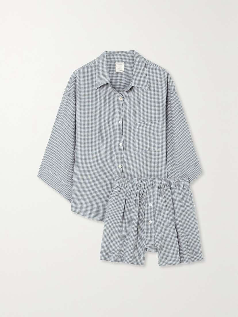 Deiji Studios The 03 Checked Linen Shirt And Shorts Set