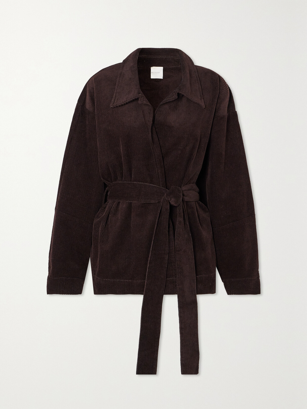 Deiji Studios Belted Cotton-corduroy Jacket In Brown