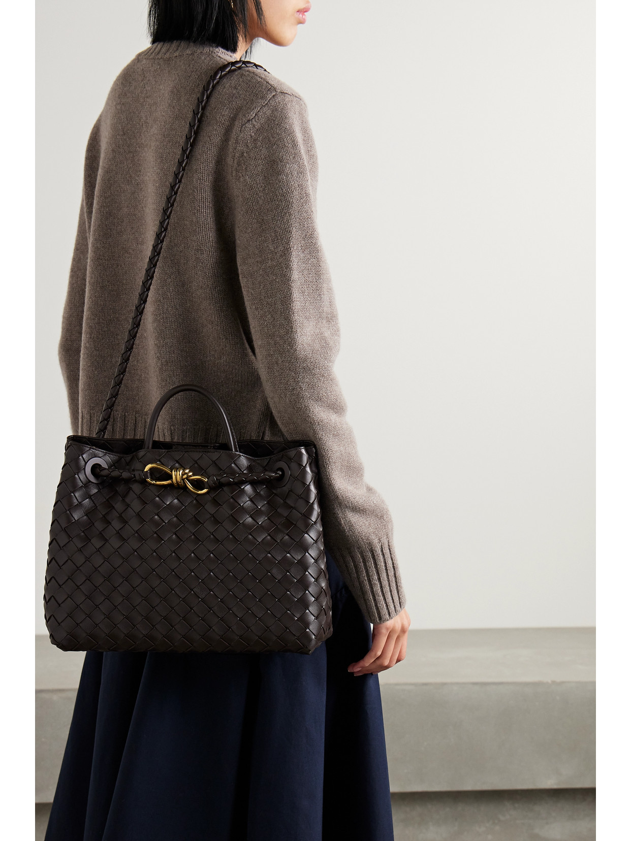 Andiamo Medium Intrecciato Leather Tote