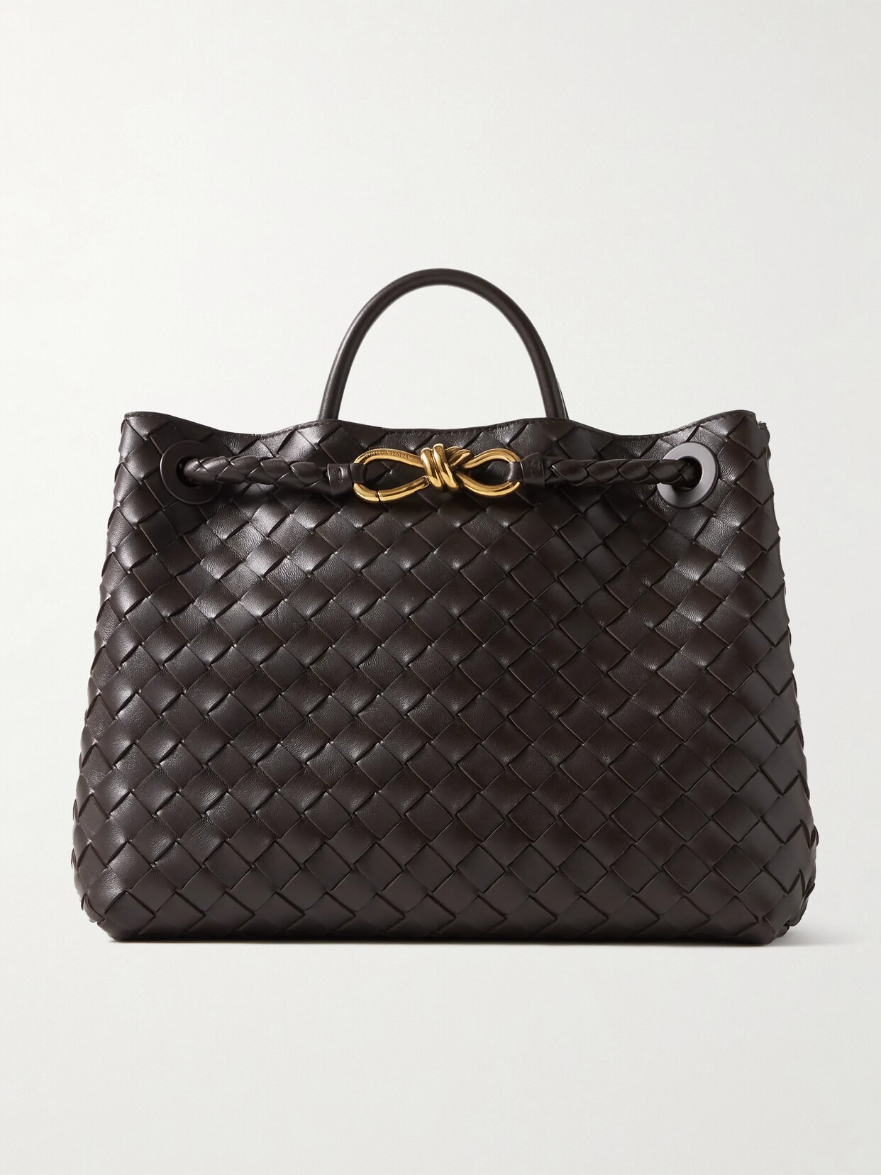 Bottega Veneta Andiamo Medium Intrecciato Leather Tote In Brown